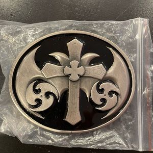 Big Black & Silver Cross Belt Buckle